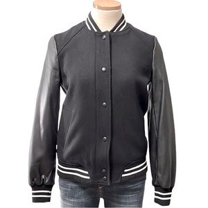 Zara Faux Leather Bomber Jacket, Black, XS